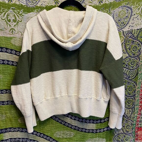 Madewell Clairview Cream and Green Colorblock Cropped Knit Sweater Size Large - Picture 8 of 13